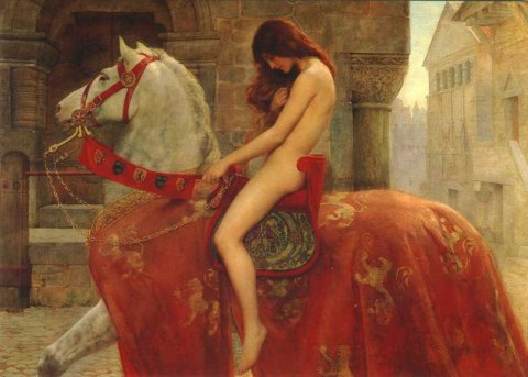 Lady Godiva naked and on her horse.