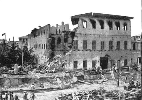Zanzibar palace after the bombardment