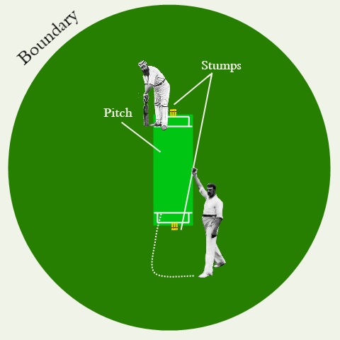 A diagram of a cricket pitch