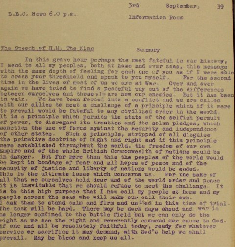 transcripción del discurso del Rey Jorge VI's speech