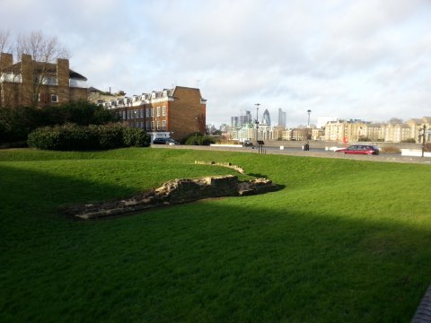 A view of the remains looking towards the City