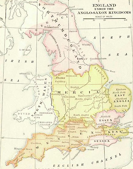 A map of Anglo Saxon England