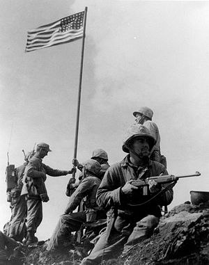 Raising the flag at Iwo Jima