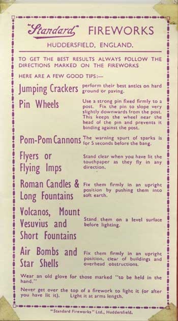 Standard Fireworks box - contents