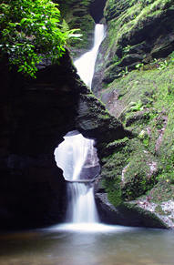 St. Nectan’s waterfall near Tintagel, Cornwall.