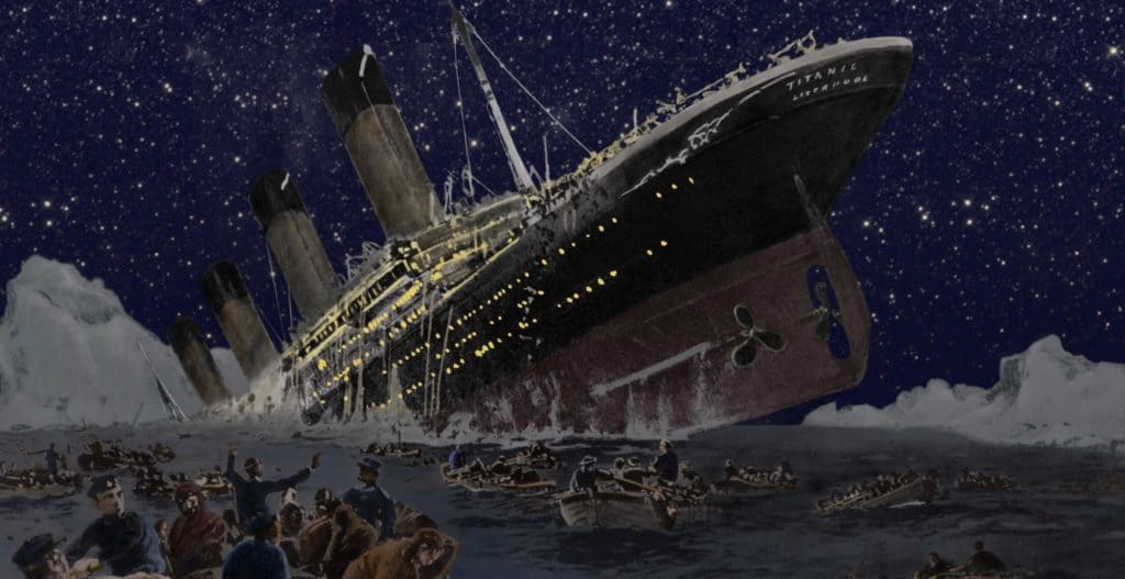 rms titanic hitting the iceberg