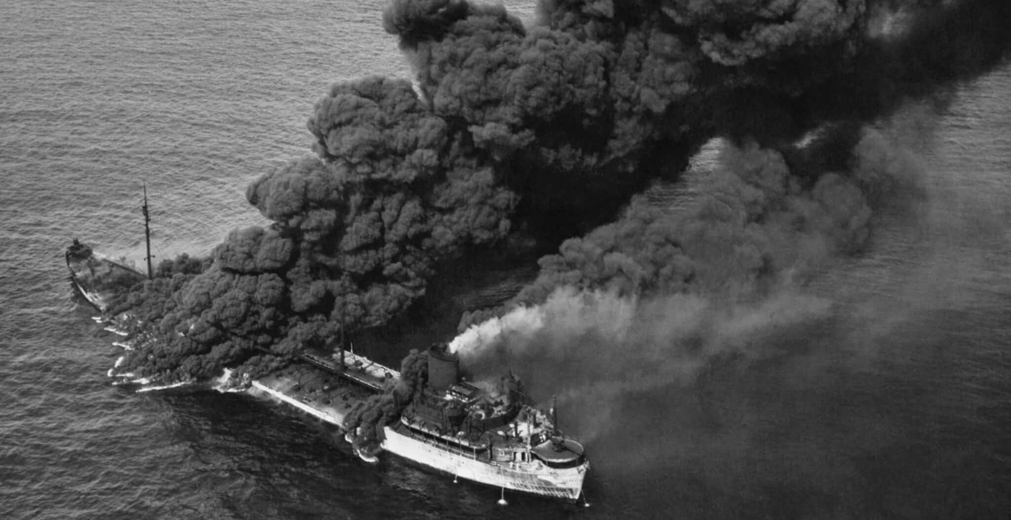 WW2 Allies War Ship Under Japanese Fighters Attack