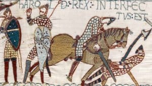 Bayeaux Tapestry death of Harold WKPD