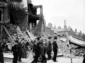Winston Churchill visits the East End of London
