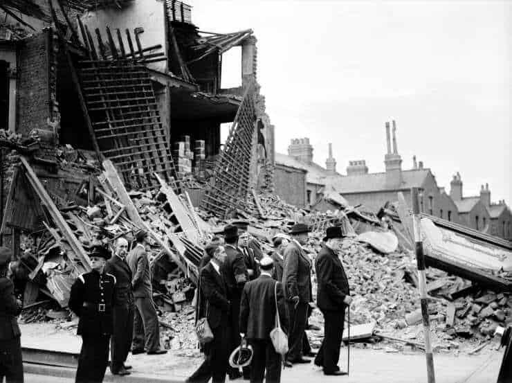 Winston Churchill visits the East End of London