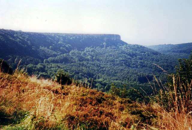 Roulston Scar from Sutton Bank. Author Graham Horn. Licensed under the Creative Commons Attribution-Share Alike 2.0 Generic license.