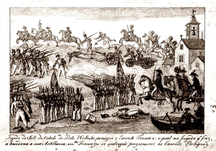 French troops withdraw from Porto as the Anglo-Portuguese army under the command of Wellesley attack, May 12th 1809. Licensed under the Creative Commons Attribution 3.0 Unported license.