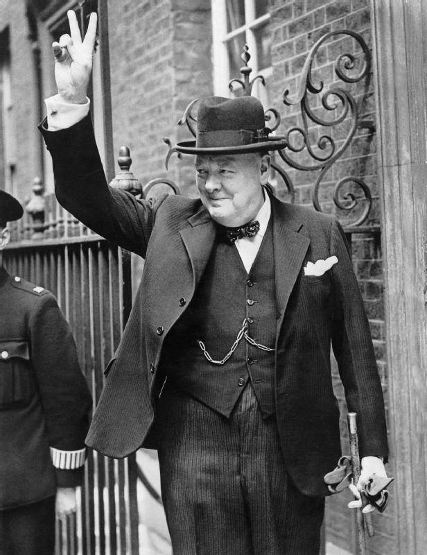 Sir Winston Churchill outside Number 10