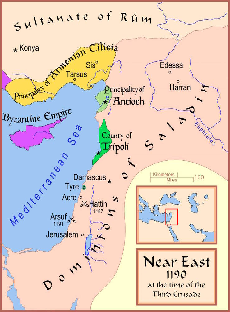 Map of the Near East, 1190. GNU Free Documentation License