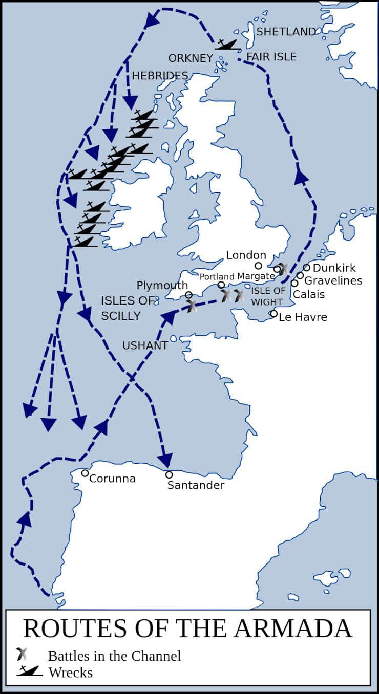 Route taken by the Spanish Armada