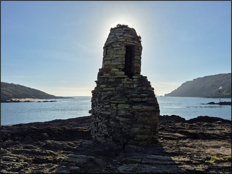 Remains of the central tower in Salcombe Castle. Photo by Mike Edwardson