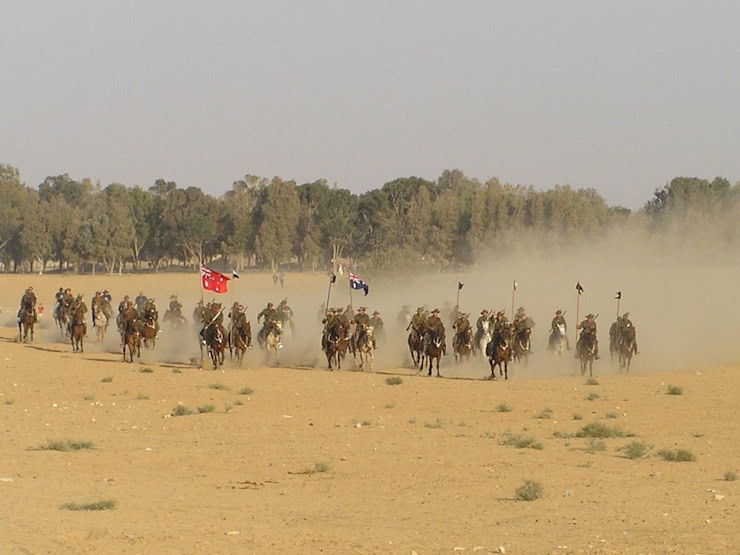 90th anniversary of the WW1 Battle of Beersheba: Re-enactment of the Australian Lighthorse charge. Author: Eman. Wikipedia Commons.