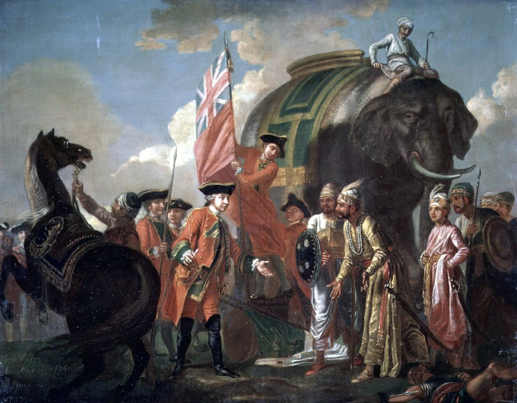 Robert Clive and Mir Jafar after the Battle of Plassey, 1757, by Francis Hayman. WC.