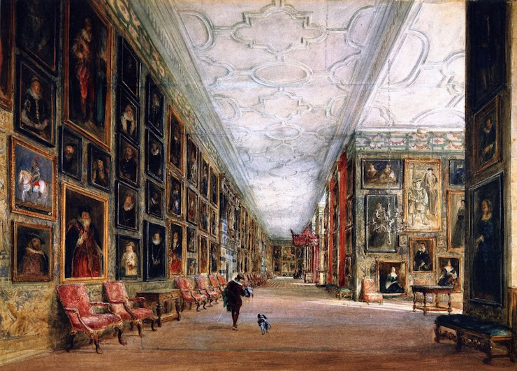 The Long Gallery, Hardwick Hall, Derbyshire (1811). David Cox.. WC.