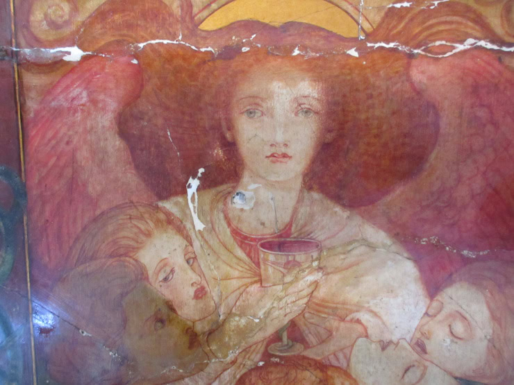 Edinburgh Mortuary Chapel, west wall dado mural during treatment. Author's own