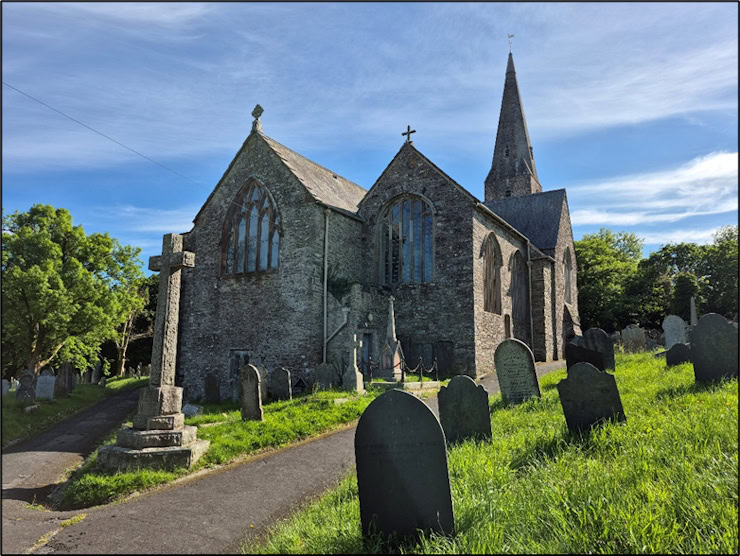 St George’s Church Modbury as seen from its north-eastern approach. Photo by Mike Edwardson.