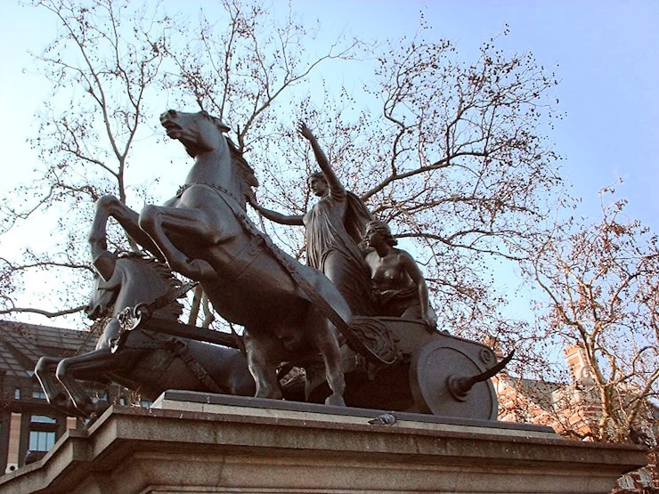 Statue of Boudica (Boudicca), Westminster Bridge, London. HUK.