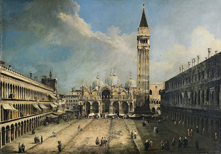 The Piazza San Marco in Venice by Canaletto. WC PD.