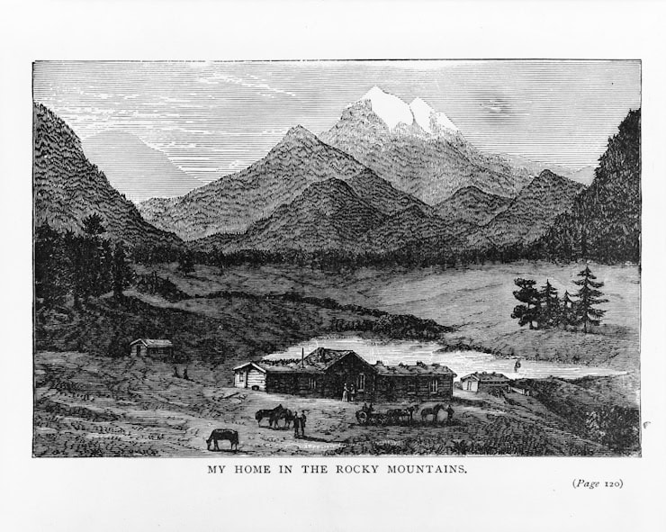 Illustration from 'A Lady's life in the Rocky Mountains', by Isabella L. Bird, 1882. Library of Congress. WC PD.