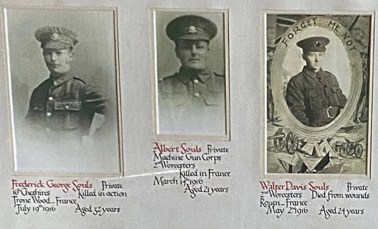 Frederick, Albert and Walter Souls. With kind permission, The Church of St John's, Great Rissington.