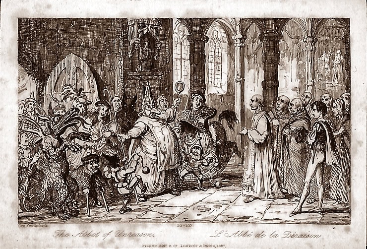 The Abbott of Unreasons, George Cruikshank, 1837. WC PD.