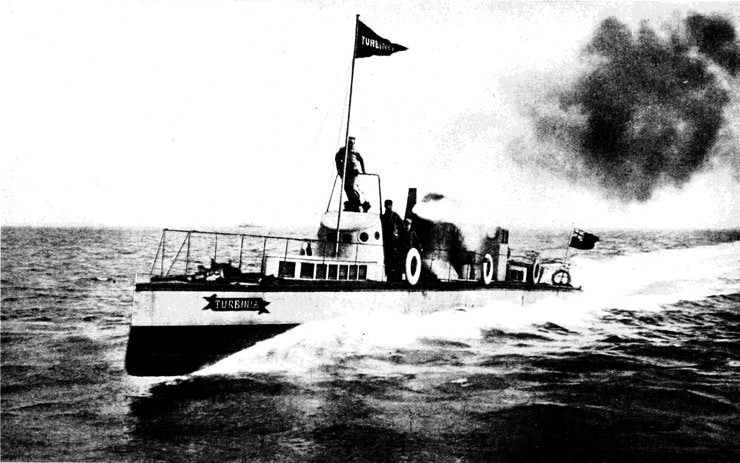 The Turbinia running at about forty miles per hour. WC PD.