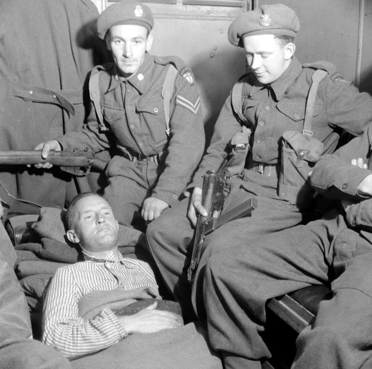 The Arrest of William Joyce ("Lord Haw Haw") in Germany, May 1945. He was shot during the arrest.. WC PD.