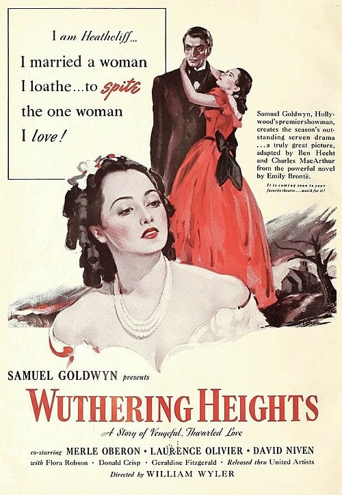 Poster for 1939 film, Wuthering Heights. WC PD.