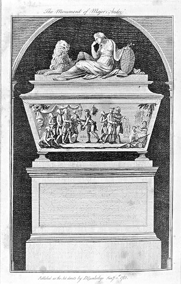 Monument to Major André in Westminster Abbey. WC PD