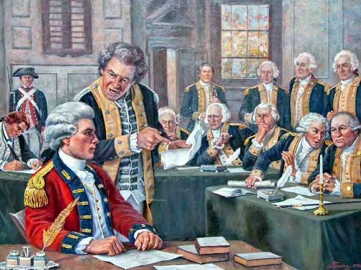 The trial of Major André by 'Military Commission'. WC PD.