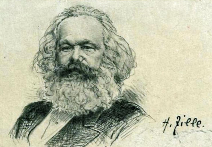 Karl Marx, Heinrich Zille, 1900. WC PD.